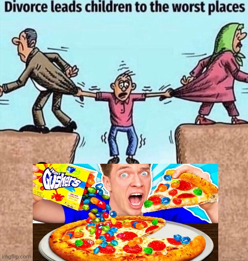 Fruit gushers pizza | image tagged in divorce leads children to the worst places,gushers,pizza,cursed image,memes,cursed | made w/ Imgflip meme maker