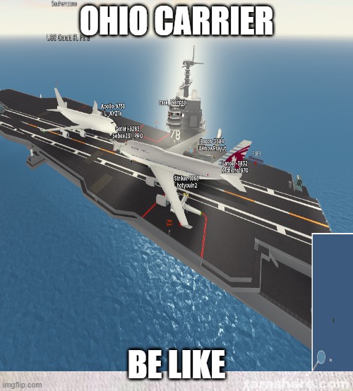 Planes | OHIO CARRIER; BE LIKE | image tagged in roblox meme,ptfs,games,planes | made w/ Imgflip meme maker
