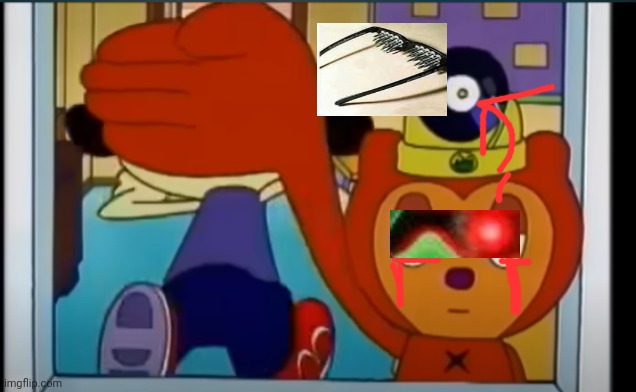 PJ covering Parappa's face | image tagged in pj covering parappa's face | made w/ Imgflip meme maker
