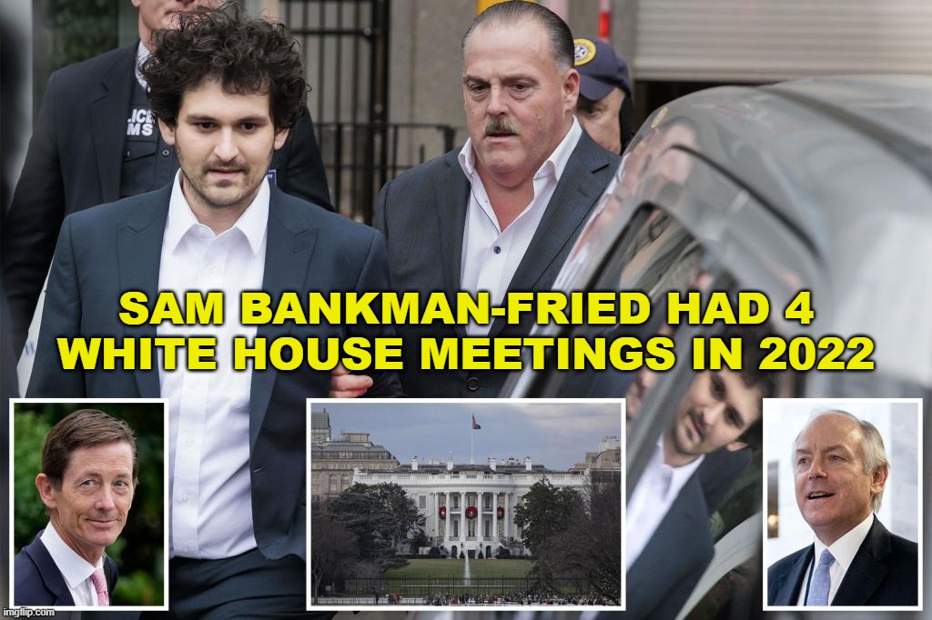 Sam Bankman-Fraud did not KILL himself | SAM BANKMAN-FRIED HAD 4 WHITE HOUSE MEETINGS IN 2022 | image tagged in sam bankman-fried,ftx,fraud,white house,biden,democrats | made w/ Imgflip meme maker