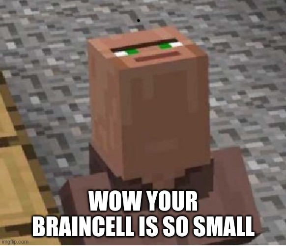 Minecraft Villager Looking Up | WOW YOUR BRAINCELL IS SO SMALL | image tagged in minecraft villager looking up,memes | made w/ Imgflip meme maker