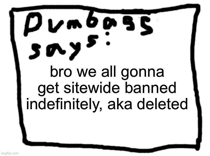 idk | bro we all gonna get sitewide banned indefinitely, aka deleted | image tagged in idk | made w/ Imgflip meme maker