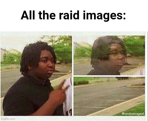 Black guy disappearing | All the raid images: | image tagged in black guy disappearing | made w/ Imgflip meme maker