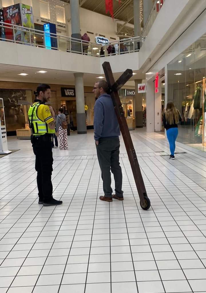 High Quality Cross mall man Blank Meme Template