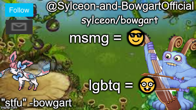 msmg = 😎; lgbtq = 🤓 | image tagged in sylceon-and-bowgartofficial | made w/ Imgflip meme maker