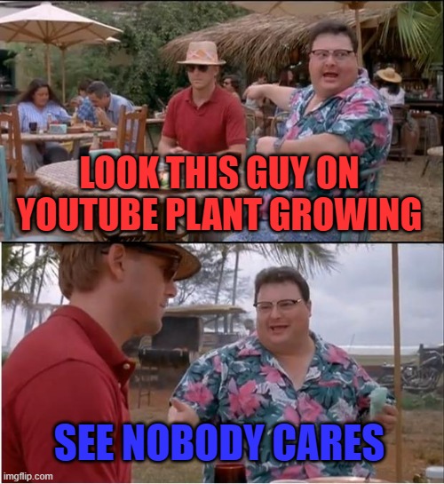 See Nobody Cares Meme | LOOK THIS GUY ON YOUTUBE PLANT GROWING SEE NOBODY CARES | image tagged in memes,see nobody cares | made w/ Imgflip meme maker