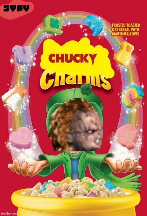 chucky charms | image tagged in lucky charms,chucky,fake,cereal,universal studios,promotion | made w/ Imgflip meme maker