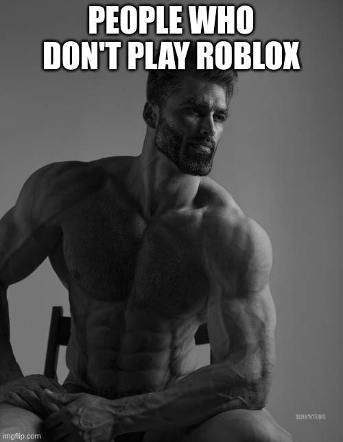 Giga Chad | PEOPLE WHO DON'T PLAY ROBLOX | image tagged in giga chad | made w/ Imgflip meme maker