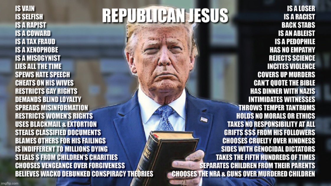 image tagged in donald trump,trump,republican jesus,red state idol,confederate carpetbagger,magat | made w/ Imgflip meme maker