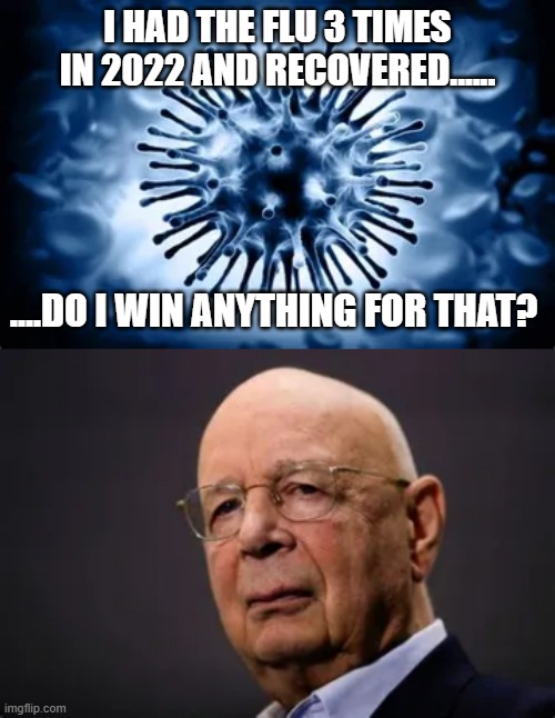 I HAD THE FLU 3 TIMES IN 2022 AND RECOVERED...... ....DO I WIN ANYTHING FOR THAT? | image tagged in influenza | made w/ Imgflip meme maker