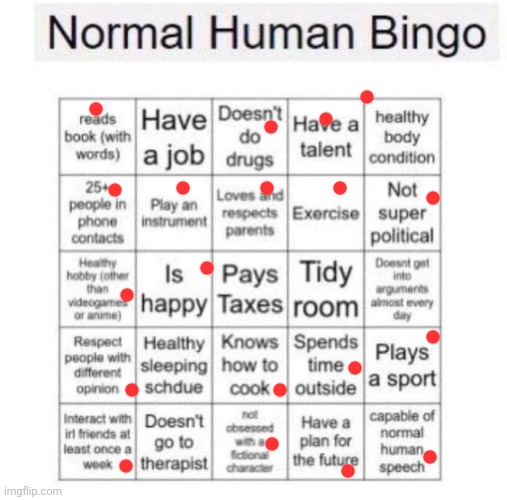 Lol | image tagged in normal human bingo | made w/ Imgflip meme maker