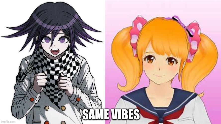 Both tiny but deady | SAME VIBES | image tagged in yandere simulator,danganronpa | made w/ Imgflip meme maker