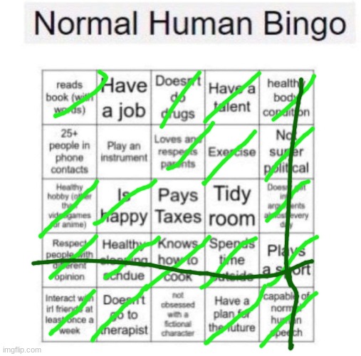 Normal human bingo | image tagged in normal human bingo | made w/ Imgflip meme maker