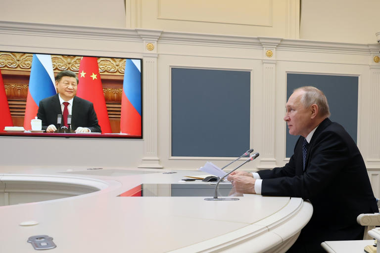 High Quality Vladimir Putin and Xi Jinping in a long-distance relationship Blank Meme Template