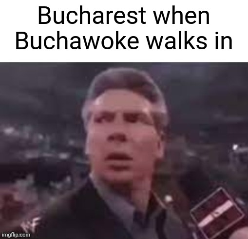 Last meme in the fun stream for 2022 | Bucharest when Buchawoke walks in | image tagged in x when x walks in,memes,so true memes,romania | made w/ Imgflip meme maker