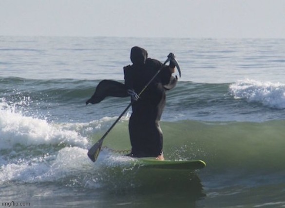 Surfing Grim Reaper | image tagged in surfing grim reaper | made w/ Imgflip meme maker