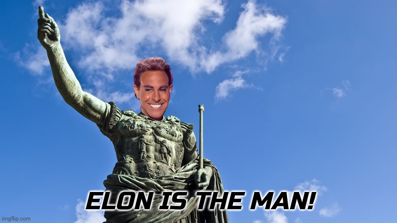 Hunger Games - Caesar Flickerman (S Tucci) Statue of Caesar | ELON IS THE MAN! | image tagged in hunger games - caesar flickerman s tucci statue of caesar | made w/ Imgflip meme maker