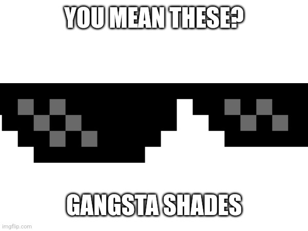 YOU MEAN THESE? GANGSTA SHADES | made w/ Imgflip meme maker