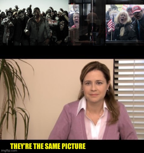 THEY’RE THE SAME PICTURE | image tagged in coffee zombies,trump michigan protesters,they're the same picture | made w/ Imgflip meme maker