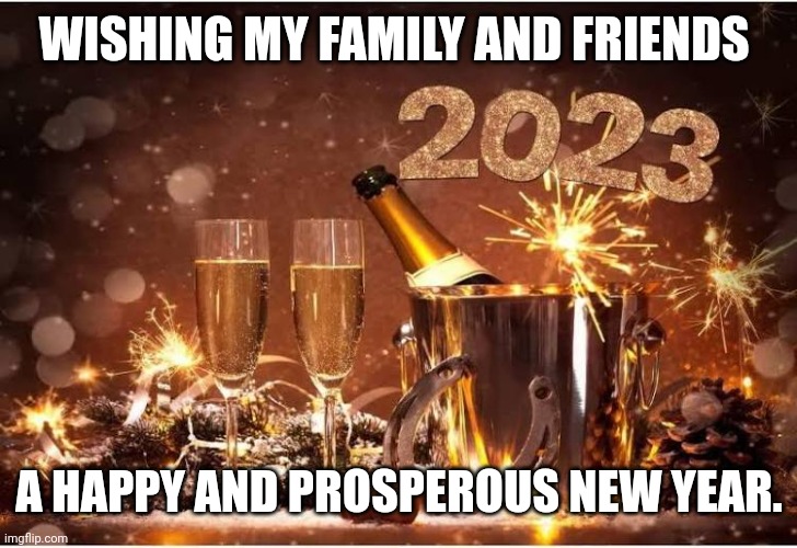 Happy new year | WISHING MY FAMILY AND FRIENDS; A HAPPY AND PROSPEROUS NEW YEAR. | image tagged in new year 2023 | made w/ Imgflip meme maker