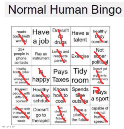 normal human bingo | image tagged in normal human bingo | made w/ Imgflip meme maker