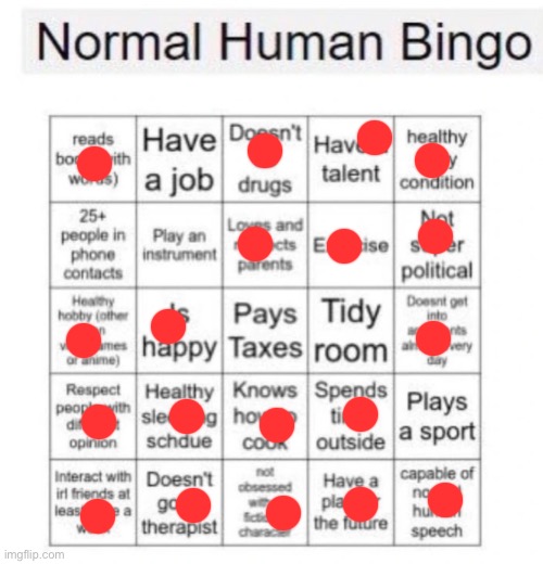 normal human bingo | image tagged in normal human bingo | made w/ Imgflip meme maker