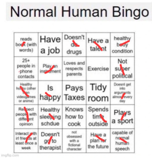 Lol I was bored | image tagged in normal human bingo,bored | made w/ Imgflip meme maker