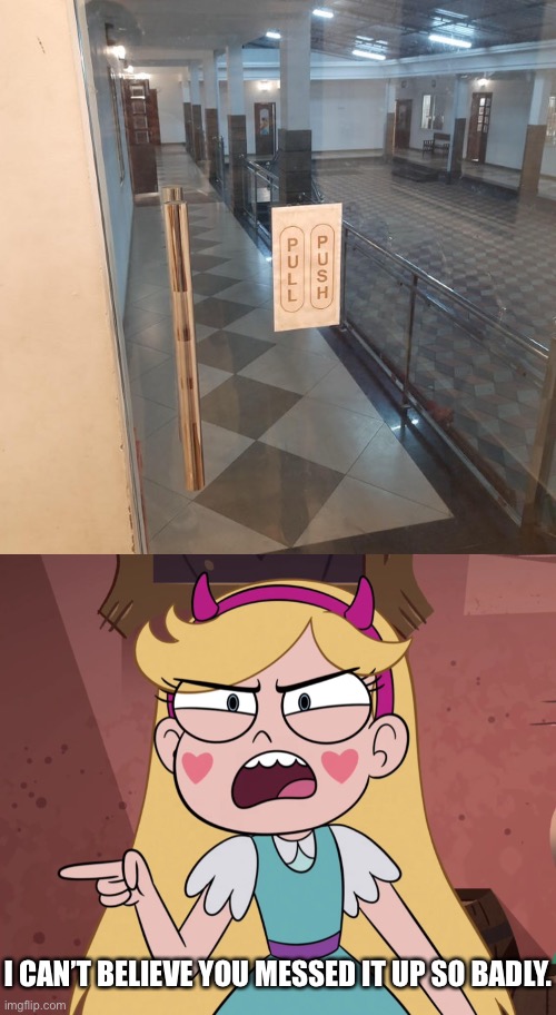 Neither worked when i tried | I CAN’T BELIEVE YOU MESSED IT UP SO BADLY. | image tagged in star butterfly yelling at you,failure,star vs the forces of evil,you had one job,memes,design fails | made w/ Imgflip meme maker