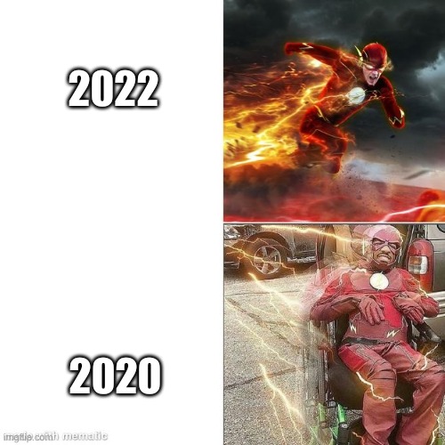 2022 went by so fast. Hope you have a great new year! | 2022; 2020 | image tagged in the flash in wheelchair,2022,2020,new years | made w/ Imgflip meme maker