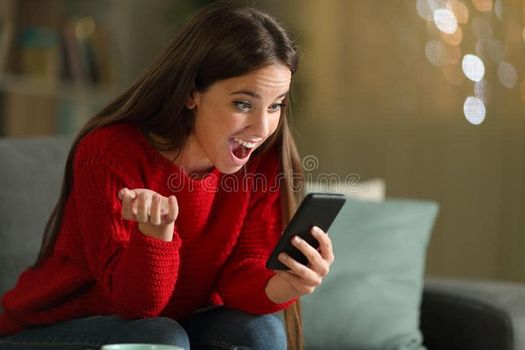 happy woman on cell phone Blank Meme Template