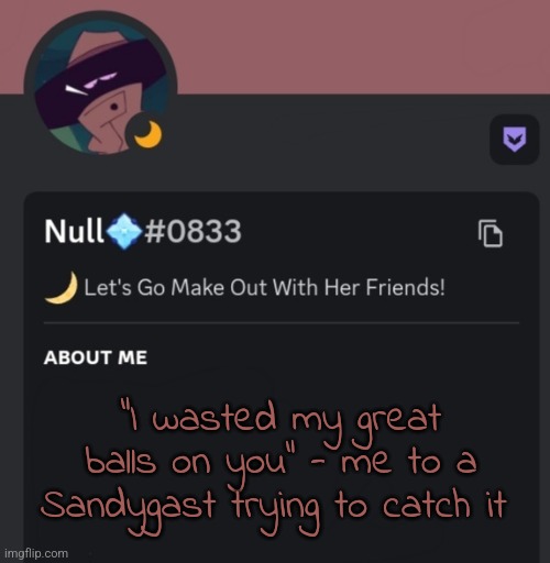 "I wasted my great balls on you" - me to a Sandygast trying to catch it | made w/ Imgflip meme maker