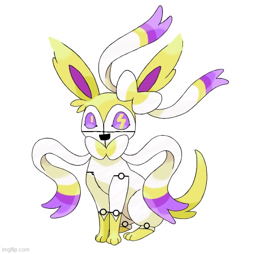 Day 6 of remaking sylveon into different types, Electric type! (Guess my inspiration for this one) | image tagged in sylveon,pokemon | made w/ Imgflip meme maker