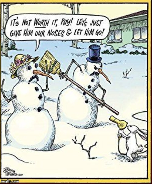 image tagged in bunny,snowman,comics/cartoons | made w/ Imgflip meme maker