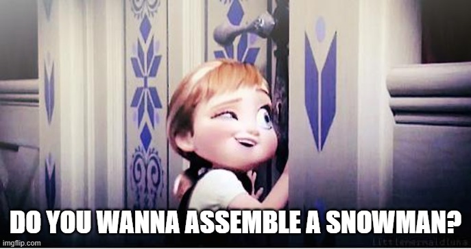 Do You Wanna Build A Snowman | DO YOU WANNA ASSEMBLE A SNOWMAN? | image tagged in do you wanna build a snowman | made w/ Imgflip meme maker