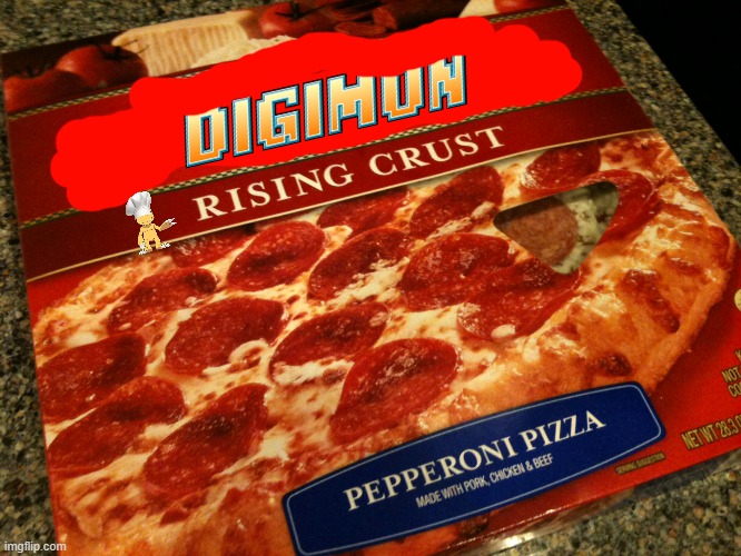 digimon pizza | image tagged in digiorno,pizza,digimon,memes,fake | made w/ Imgflip meme maker