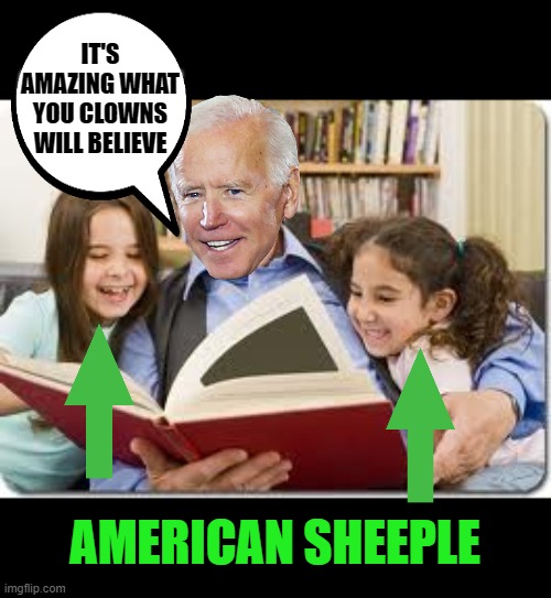 Storytelling Grandpa Meme | IT'S AMAZING WHAT YOU CLOWNS WILL BELIEVE AMERICAN SHEEPLE | image tagged in memes,storytelling grandpa | made w/ Imgflip meme maker