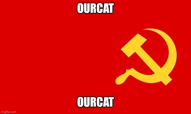 why isn't the communist flag hate speech? | OURCAT OURCAT | image tagged in why isn't the communist flag hate speech | made w/ Imgflip meme maker