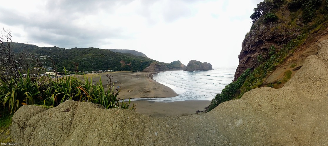 Left Piha beach | image tagged in photography | made w/ Imgflip meme maker