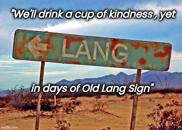 Happy New Year ! | "We'll drink a cup of kindness , yet; in days of Old Lang Sign" | image tagged in funny signs,old,lang,sign,sing it | made w/ Imgflip meme maker
