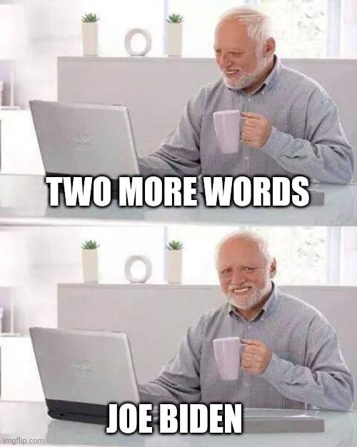 Hide the Pain Harold Meme | TWO MORE WORDS JOE BIDEN | image tagged in memes,hide the pain harold | made w/ Imgflip meme maker