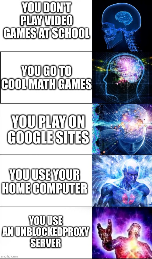 Godly intelligence  | YOU DON'T PLAY VIDEO GAMES AT SCHOOL; YOU GO TO COOL MATH GAMES; YOU PLAY ON GOOGLE SITES; YOU USE YOUR HOME COMPUTER; YOU USE AN UNBLOCKEDPROXY SERVER | image tagged in godly intelligence | made w/ Imgflip meme maker