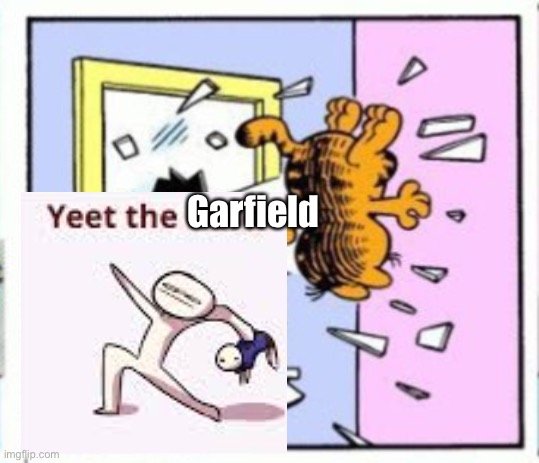 Garfield gets thrown out of a window | Garfield | image tagged in garfield gets thrown out of a window,yeet the child,garfield | made w/ Imgflip meme maker