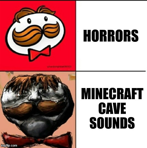 minecraft cave sounds | HORRORS; MINECRAFT CAVE SOUNDS | image tagged in meme,memes,funny memes,minecraft,minecraft memes | made w/ Imgflip meme maker