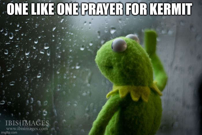 kermit window | ONE LIKE ONE PRAYER FOR KERMIT | image tagged in kermit window,kermit the frog | made w/ Imgflip meme maker