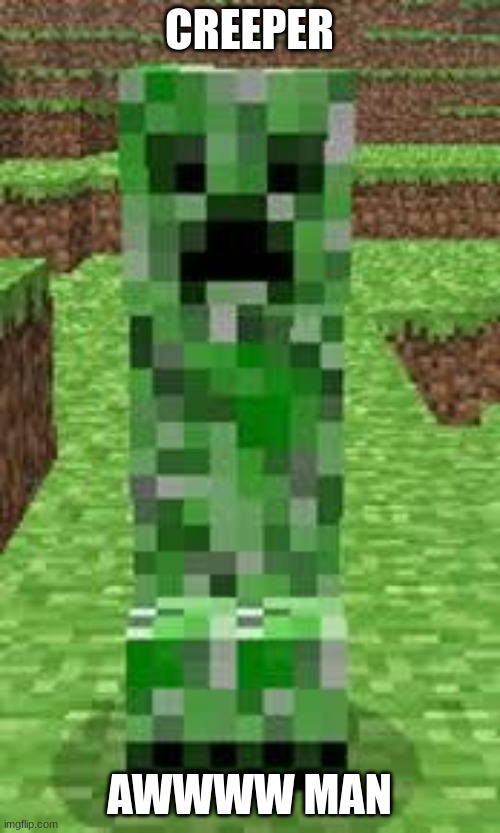 creeper | CREEPER AWWWW MAN | image tagged in creeper | made w/ Imgflip meme maker