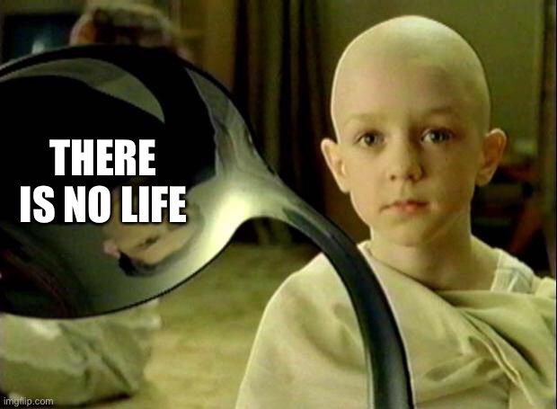 No Spoon | THERE IS NO LIFE | image tagged in no spoon,life | made w/ Imgflip meme maker