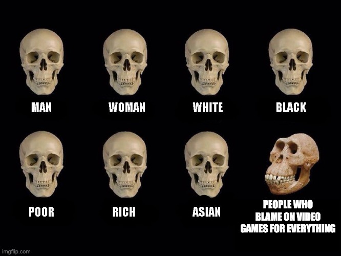 Don't Blame the Video Games | PEOPLE WHO BLAME ON VIDEO GAMES FOR EVERYTHING | image tagged in empty skulls of truth,video games,memes,videogames,funny,blame | made w/ Imgflip meme maker