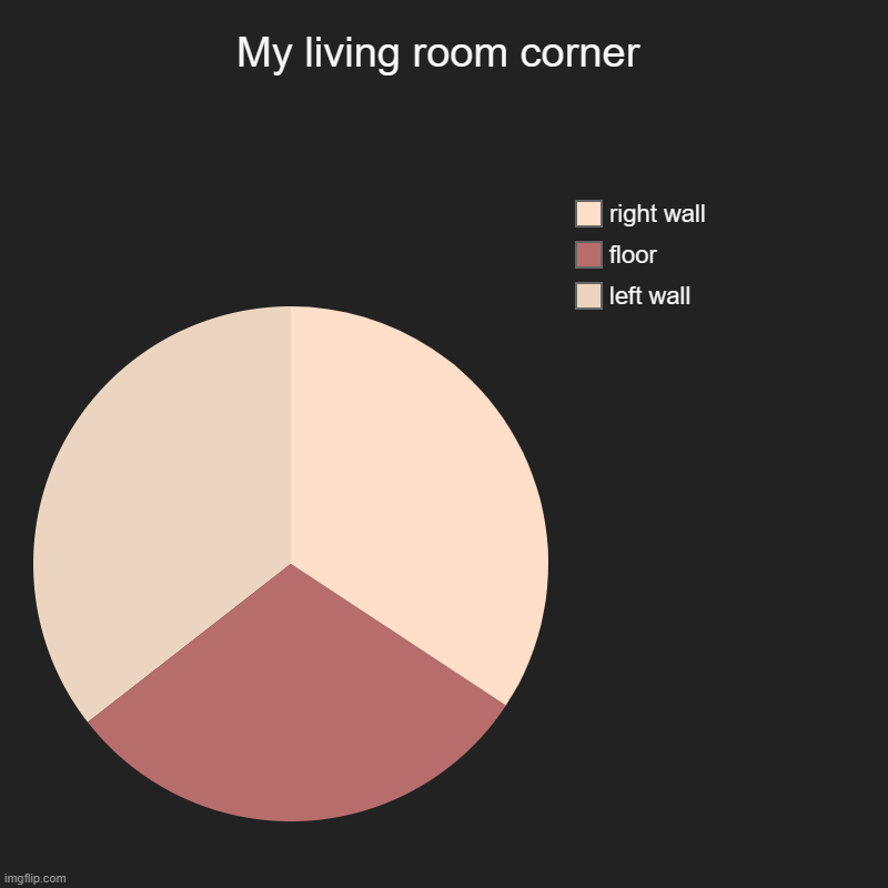 My living room corner | left wall, floor, right wall | image tagged in charts,pie charts | made w/ Imgflip chart maker