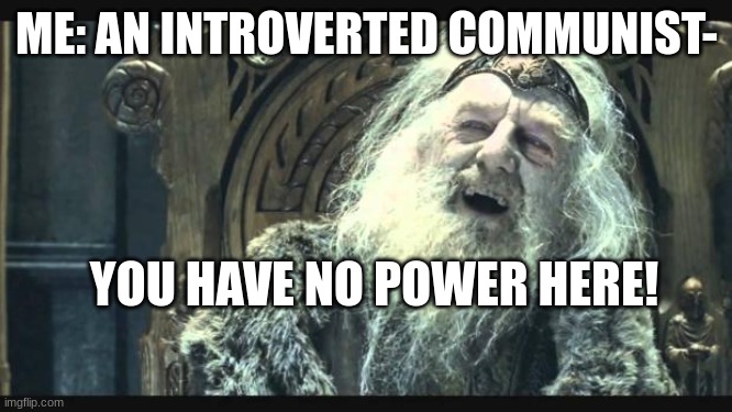 Fash reply guy-"You must be fun at parties" | ME: AN INTROVERTED COMMUNIST-; YOU HAVE NO POWER HERE! | image tagged in you have no power here,lord of the rings,communist socialist,funny memes,happy new year,new years eve | made w/ Imgflip meme maker