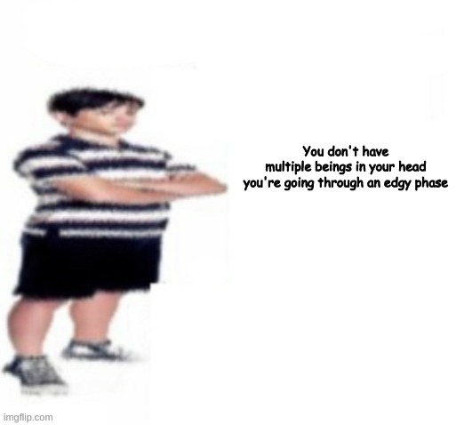 Greg Heffley | You don't have multiple beings in your head

you're going through an edgy phase | image tagged in greg heffley | made w/ Imgflip meme maker